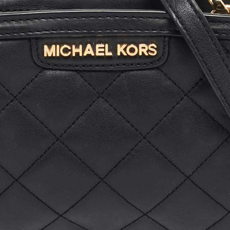Pre Owned Michael Kors Black Quilted Leather Mini Selma Crossbody Bag