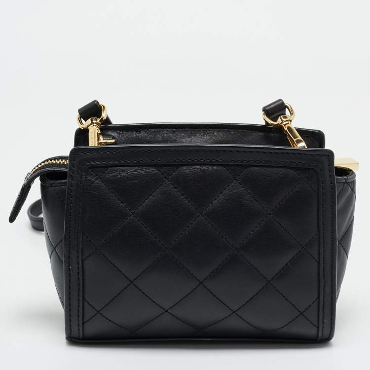 Pre Owned Michael Kors Black Quilted Leather Mini Selma Crossbody Bag
