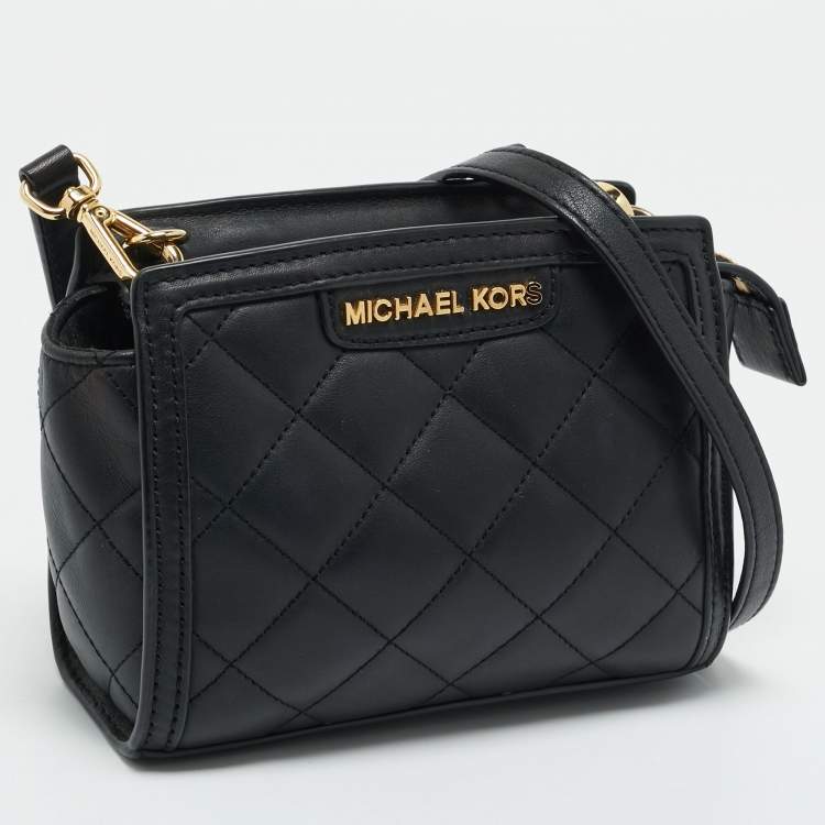 Pre Owned Michael Kors Black Quilted Leather Mini Selma Crossbody Bag