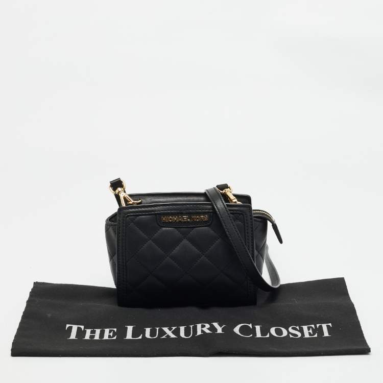 Pre Owned Michael Kors Black Quilted Leather Mini Selma Crossbody Bag