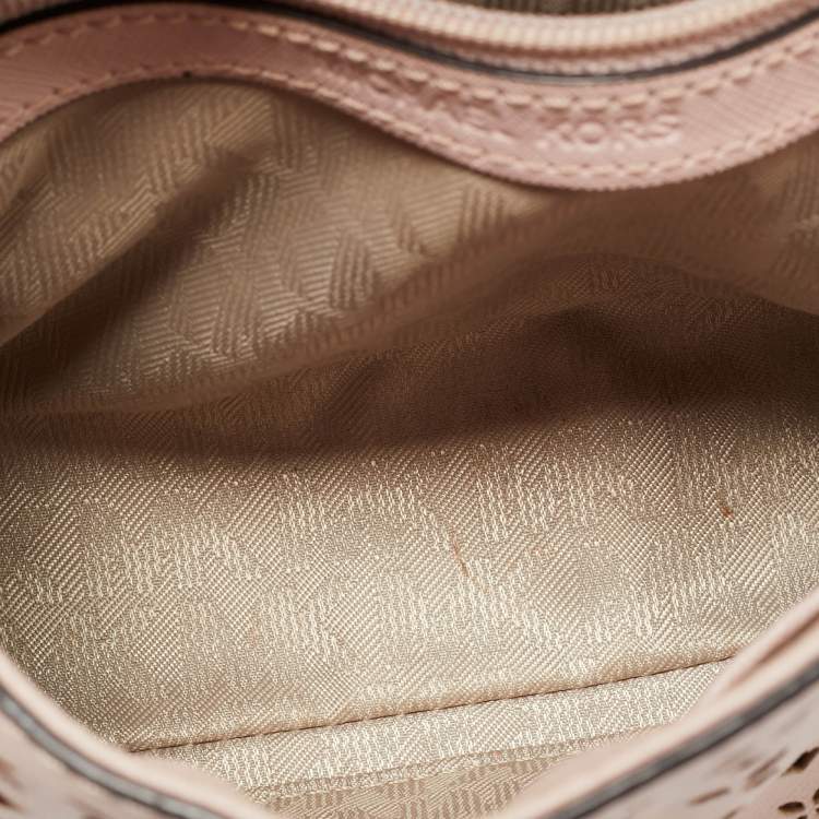 Pre Owned Michael Kors Light Pink Leather XS Laser Cut Ava Top Handle Bag