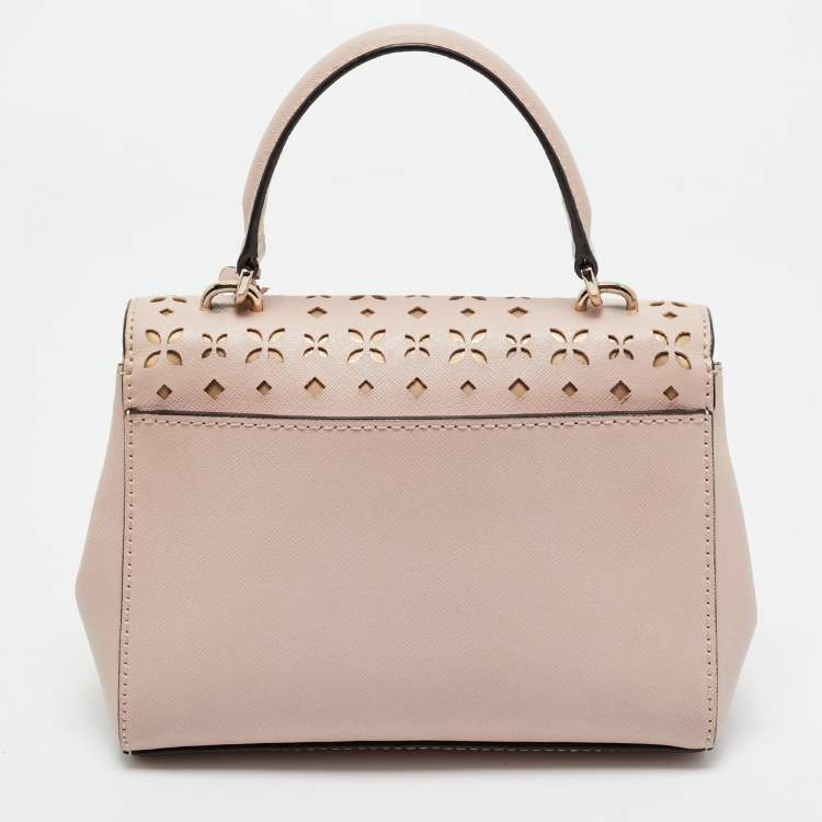 Pre Owned Michael Kors Light Pink Leather XS Laser Cut Ava Top Handle Bag
