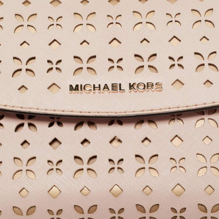 Pre Owned Michael Kors Light Pink Leather XS Laser Cut Ava Top Handle Bag