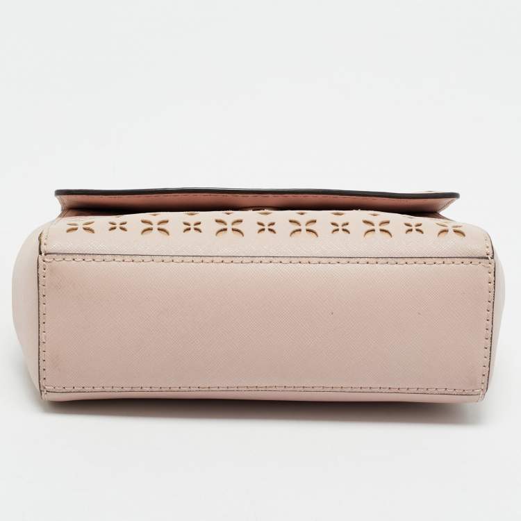 Pre Owned Michael Kors Light Pink Leather XS Laser Cut Ava Top Handle Bag