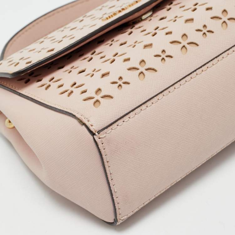 Pre Owned Michael Kors Light Pink Leather XS Laser Cut Ava Top Handle Bag