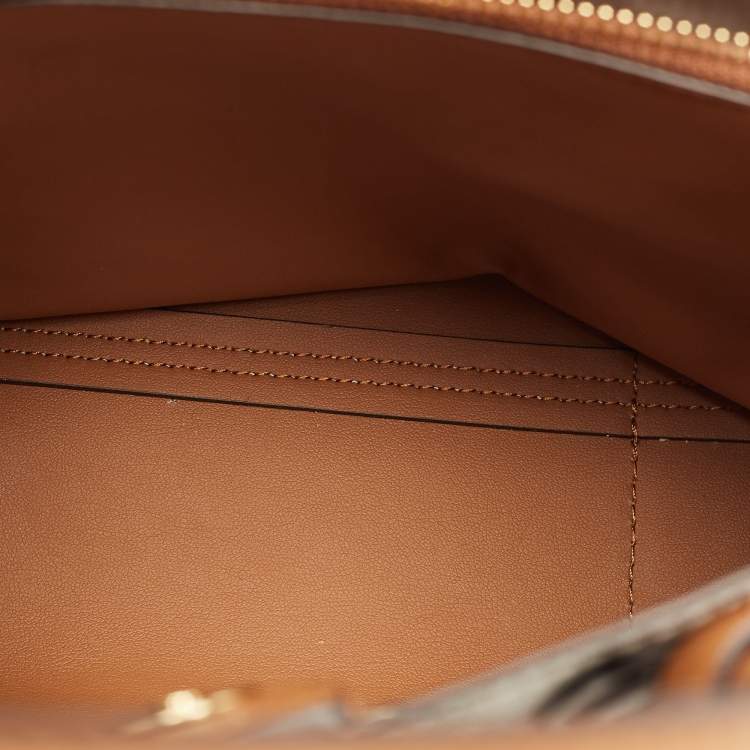 Pre Owned Michael Kors Brown/White Signature Coated Canvas and Leather Small Mercer Gallery Tote