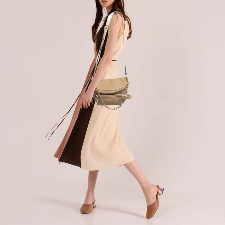 Pre Owned Michael Kors Beige Leather Medium Slater Sling Bag