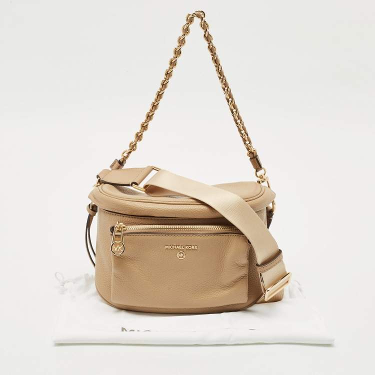 Pre Owned Michael Kors Beige Leather Medium Slater Sling Bag