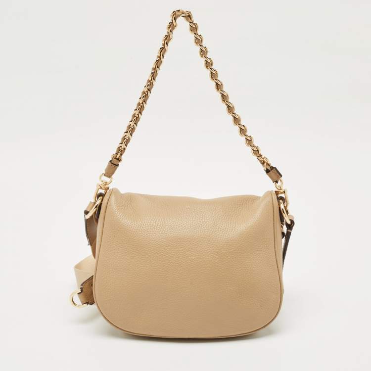 Pre Owned Michael Kors Beige Leather Medium Slater Sling Bag