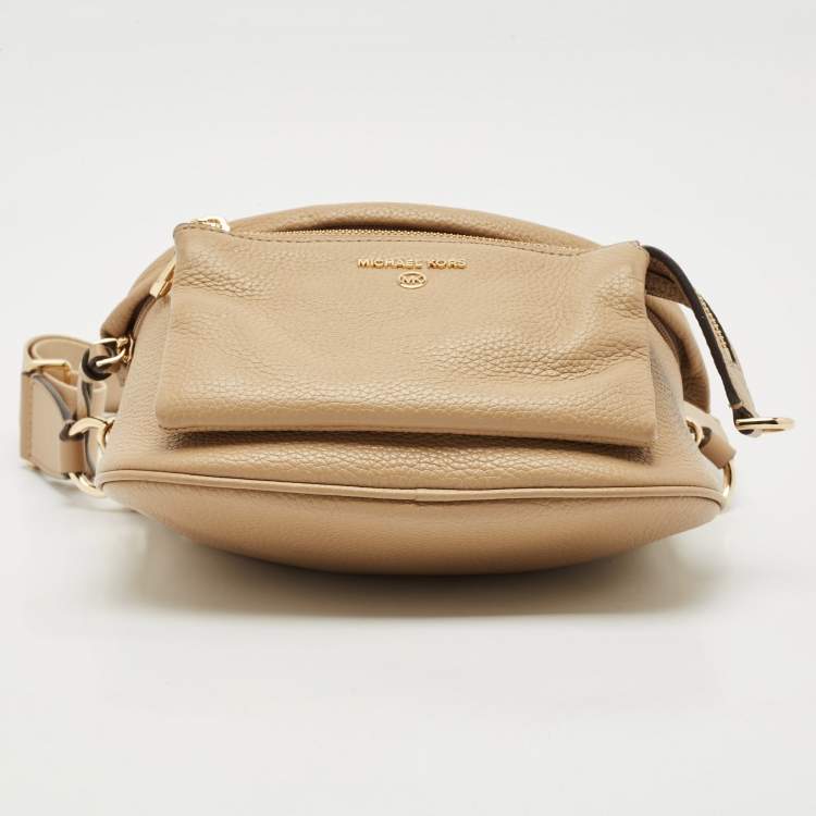 Pre Owned Michael Kors Beige Leather Medium Slater Sling Bag
