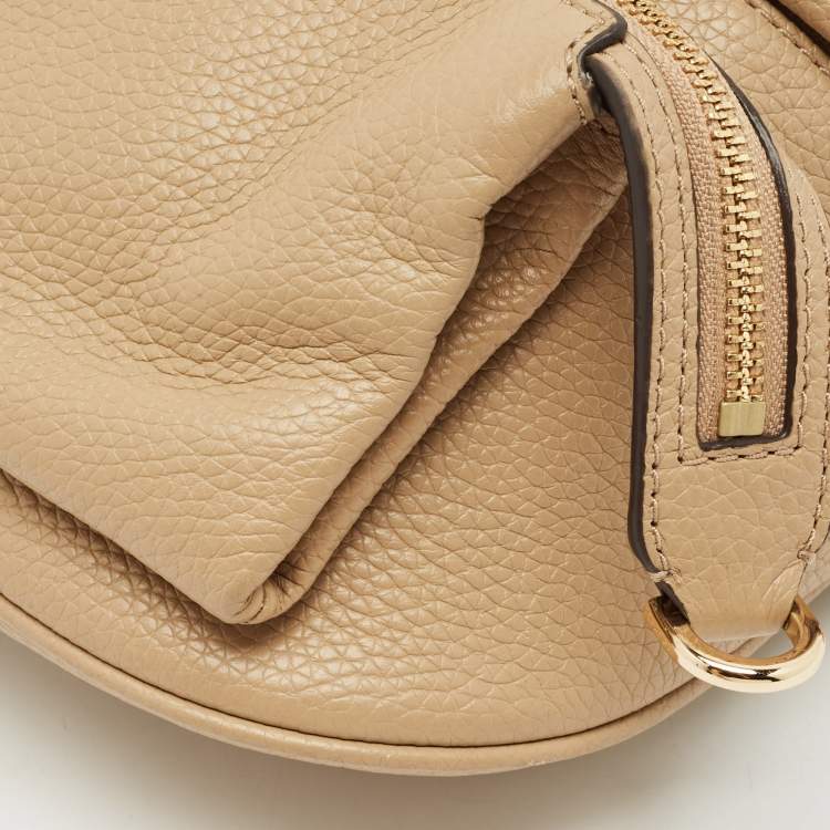 Pre Owned Michael Kors Beige Leather Medium Slater Sling Bag