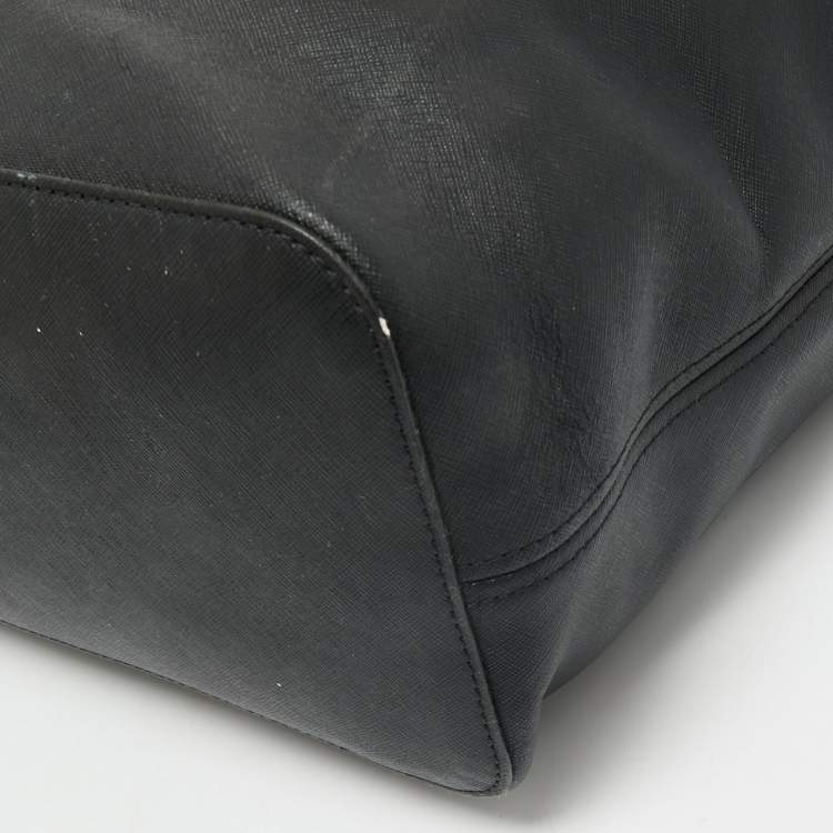 Pre Owned Michael Kors Black Leather Large Jet Set Travel Tote