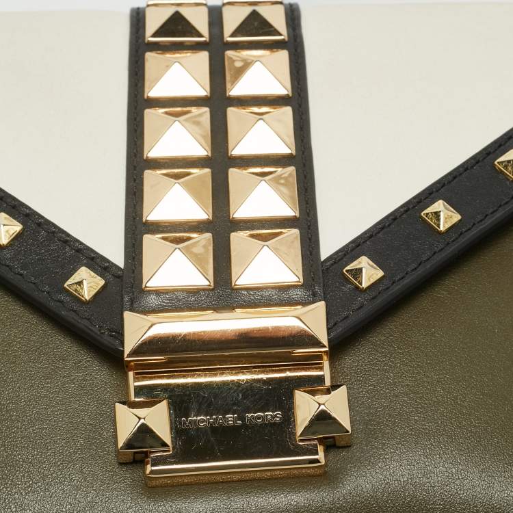 Pre Owned Michael Kors Tricolor Leather Large Studded Whitney Shoulder Bag