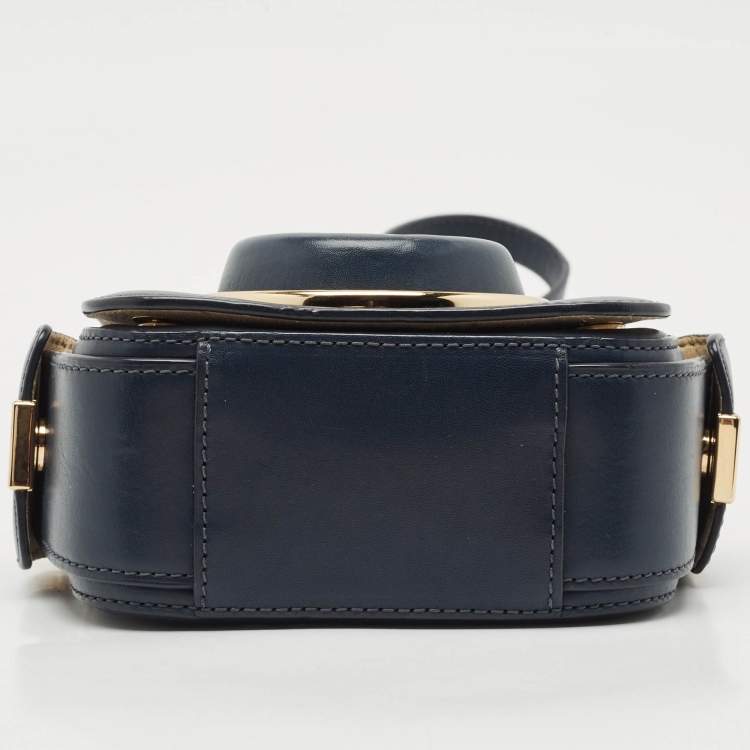 Pre Owned Michael Kors Navy Blue Leather Scout Camera Crossbody Bag
