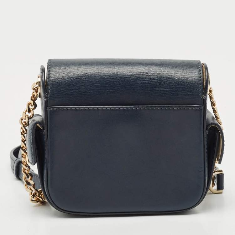 Pre Owned Michael Kors Navy Blue Leather Scout Camera Crossbody Bag