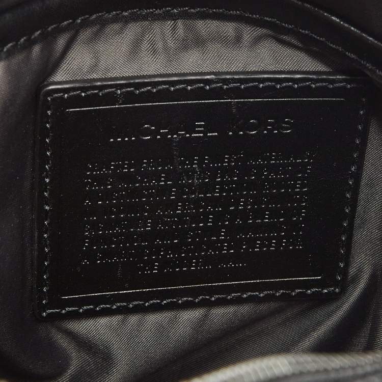 Pre Owned Michael Kors Black Signature Coated Canvas Jet Set Logo Flight Crossbody Bag