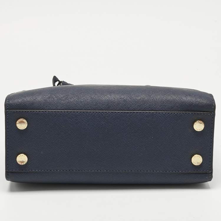Pre Owned Michael Kors Navy Blue Leather Small Dillon Tote
