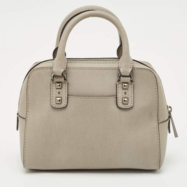 Pre Owned Michael Kors Grey Leather Mini Studded Sandrine Satchel