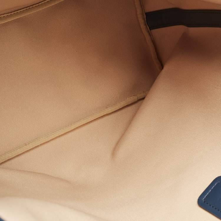 Pre Owned Michael Kors Navy Blue Signature Coated Canvas and Leather Large Jodie Tote