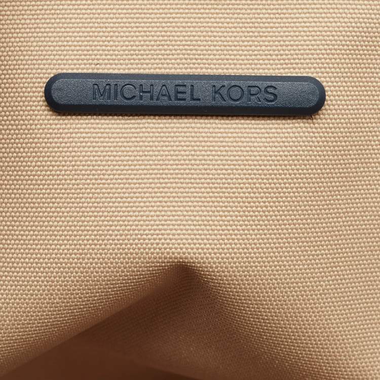 Pre Owned Michael Kors Navy Blue Signature Coated Canvas and Leather Large Jodie Tote