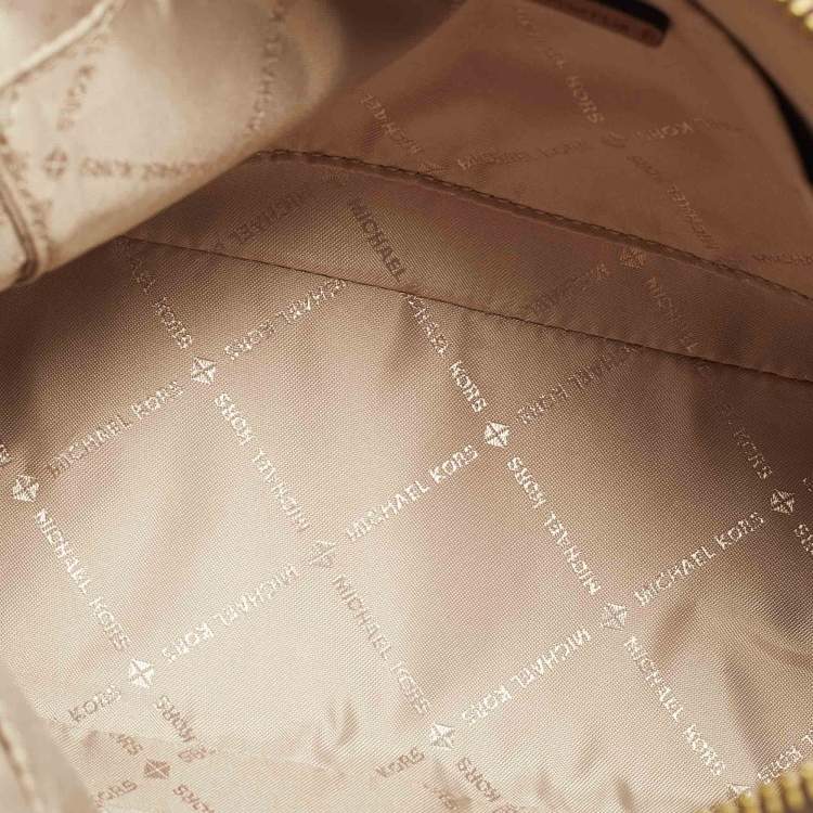 Pre Owned Michael Kors Brown Signature Coated Canvas and Leather Jet Set Travel Crossbody Bag