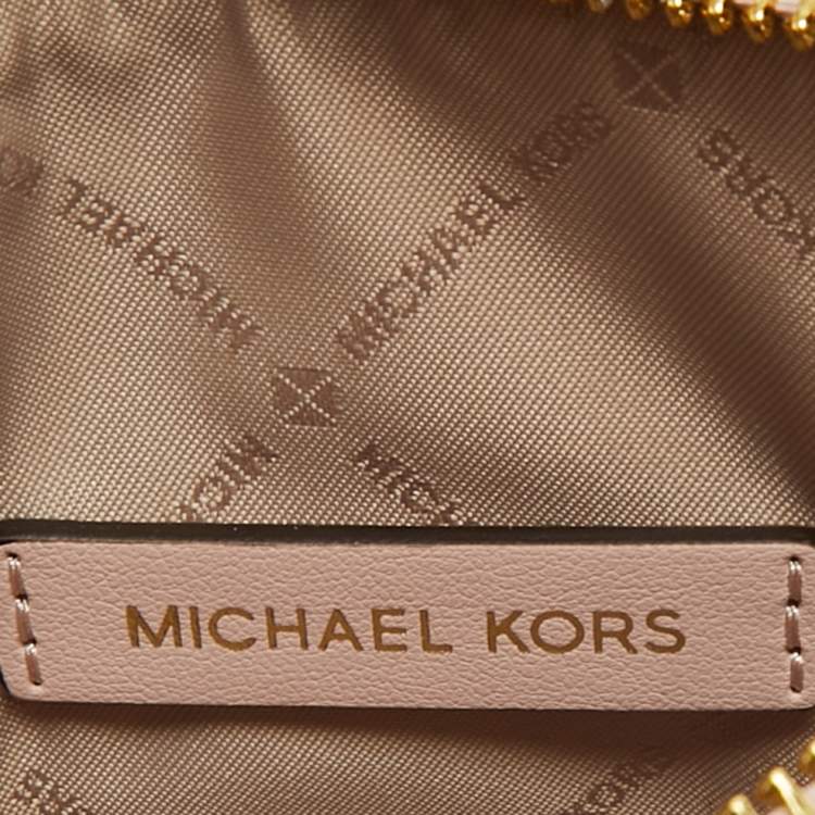Pre Owned Michael Kors Ivory/Pink Signature Coated Canvas and Leather Mini Mercer Tote