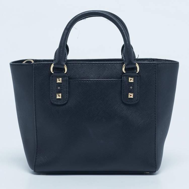 Pre Owned Michael Kors Black Leather Sandrine Studded Tote