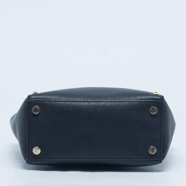 Pre Owned Michael Kors Black Leather Sandrine Studded Tote
