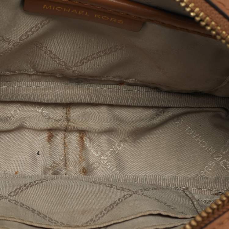 Pre Owned Michael Kors Brown Signature Coated Canvas Jet Set Girls Convertible Belt Bag
