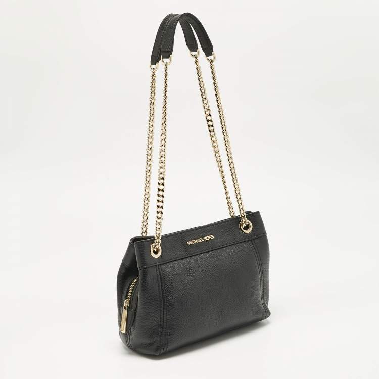 Pre Owned Michael Kors Black Leather Jet Set Chain Shoulder Bag
