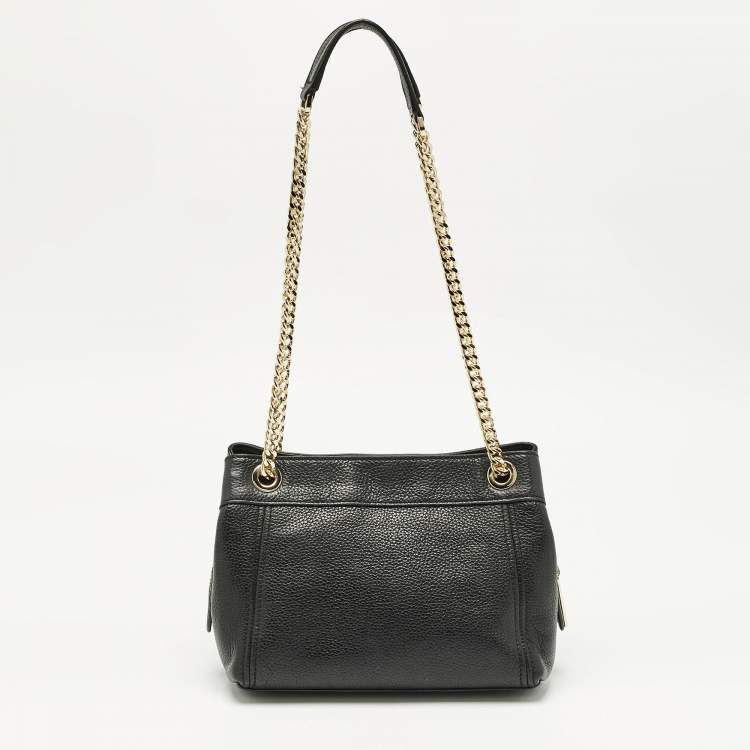 Pre Owned Michael Kors Black Leather Jet Set Chain Shoulder Bag