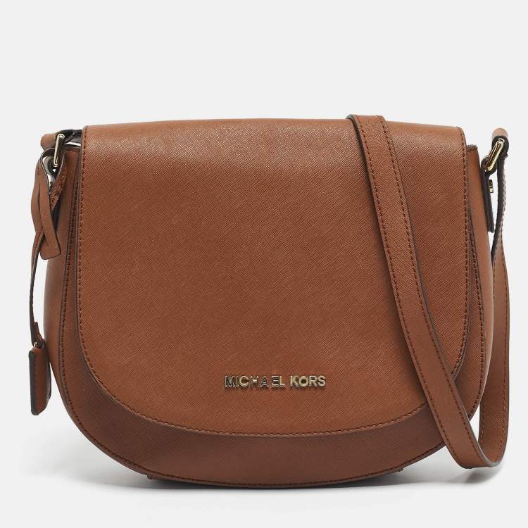 Pre Owned Michael Kors Brown Leather Hamilton Messenger Bag