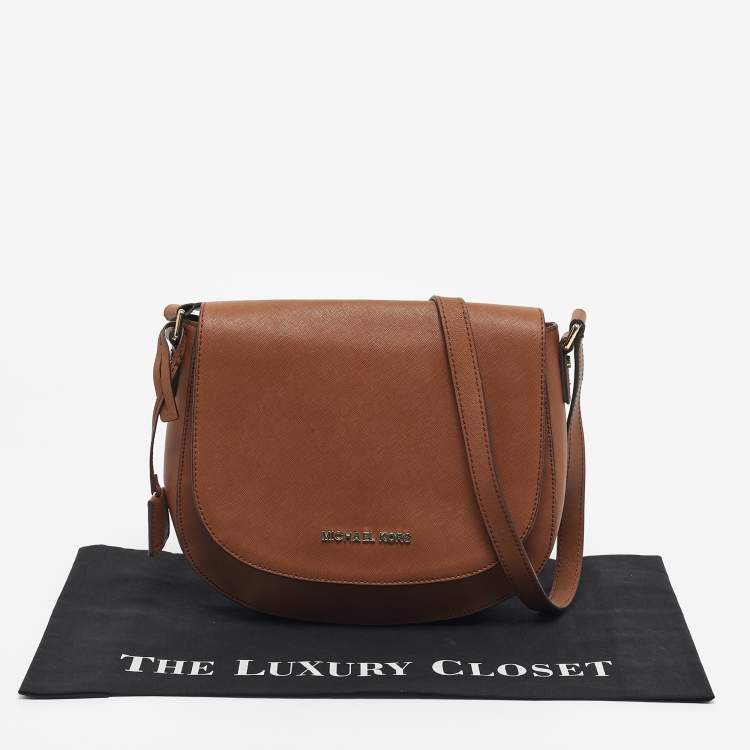 Pre Owned Michael Kors Brown Leather Hamilton Messenger Bag