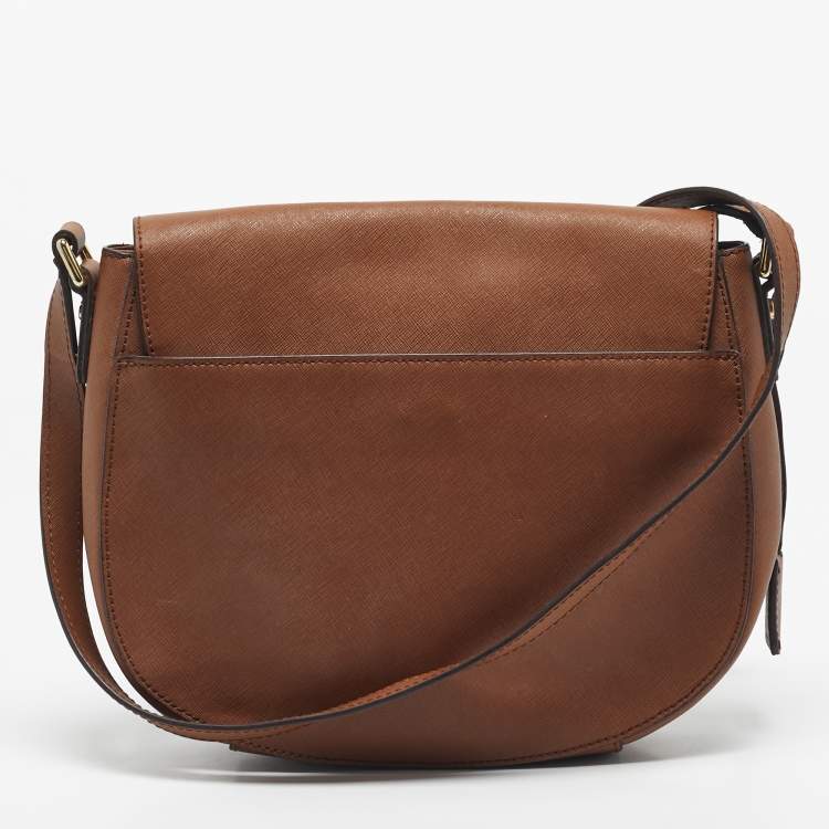 Pre Owned Michael Kors Brown Leather Hamilton Messenger Bag