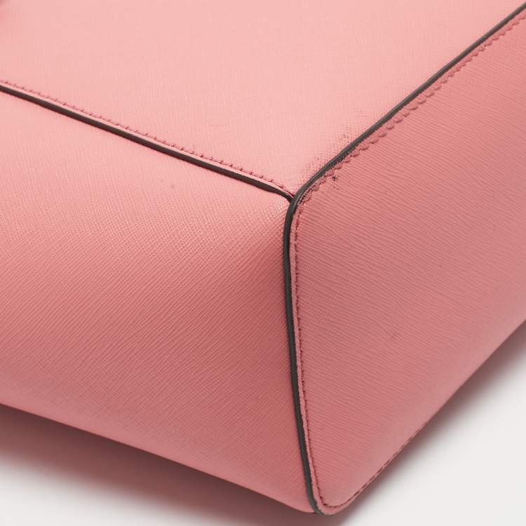 Pre Owned Michael Kors Pink Leather Charlotte Top Zip Tote