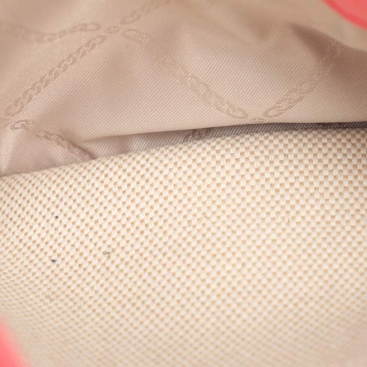 Pre Owned Michael Kors Beige/Pink Canvas and Leather Medium Maeve Bucket Bag