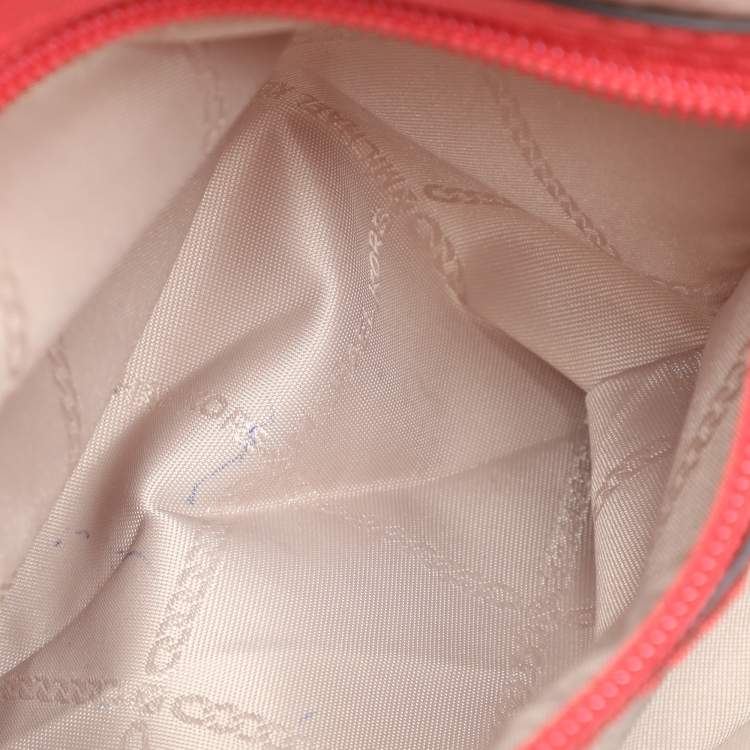 Pre Owned Michael Kors Beige/Pink Canvas and Leather Medium Maeve Bucket Bag