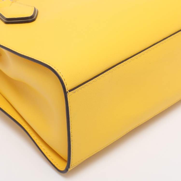 Pre Owned Michael Kors Yellow Leather Medium Mott Tote