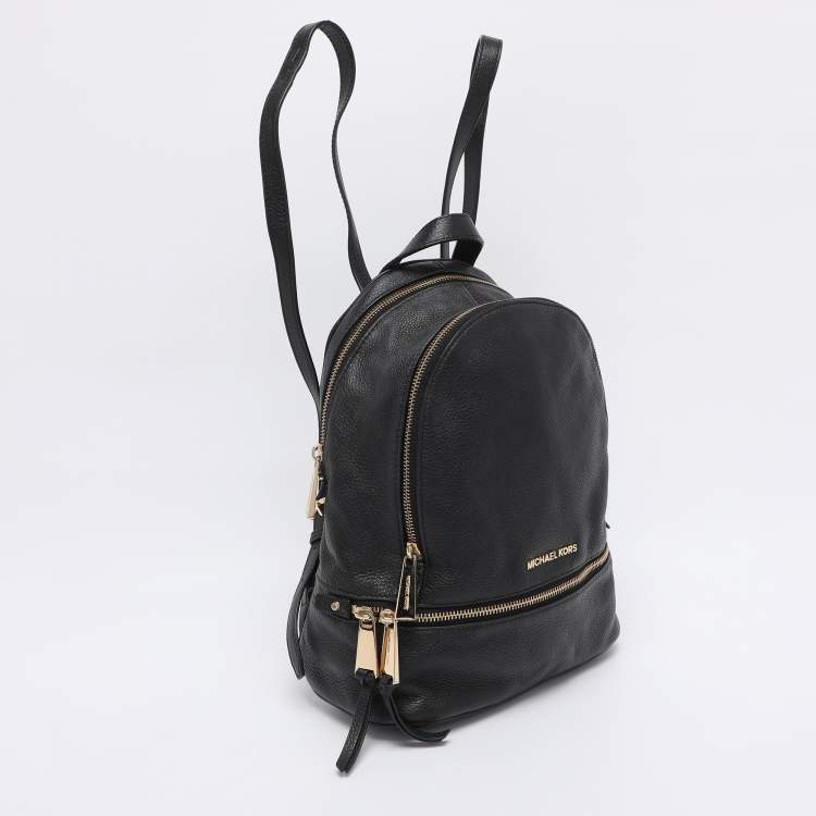 Pre Owned Michael Kors Black Leather Small Rhea Backpack