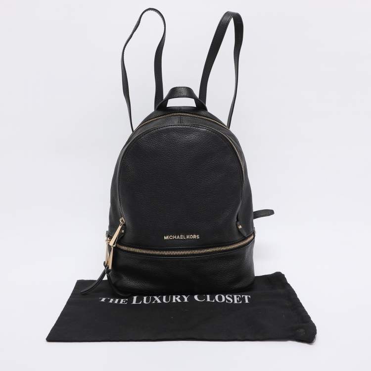 Pre Owned Michael Kors Black Leather Small Rhea Backpack