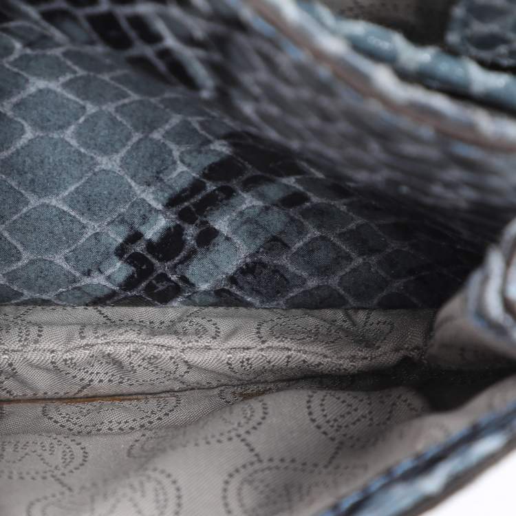 Pre Owned Michael Kors Two-Tone Blue Python Effect Leather Small Sloan Shoulder Bag