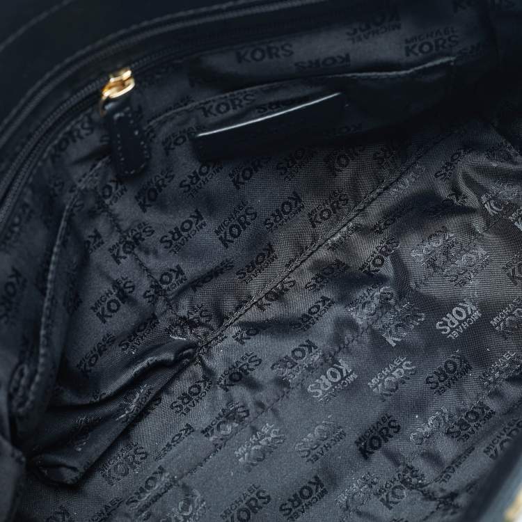 Pre Owned Michael Kors Black Leather Jet Set Travel Chain Tote