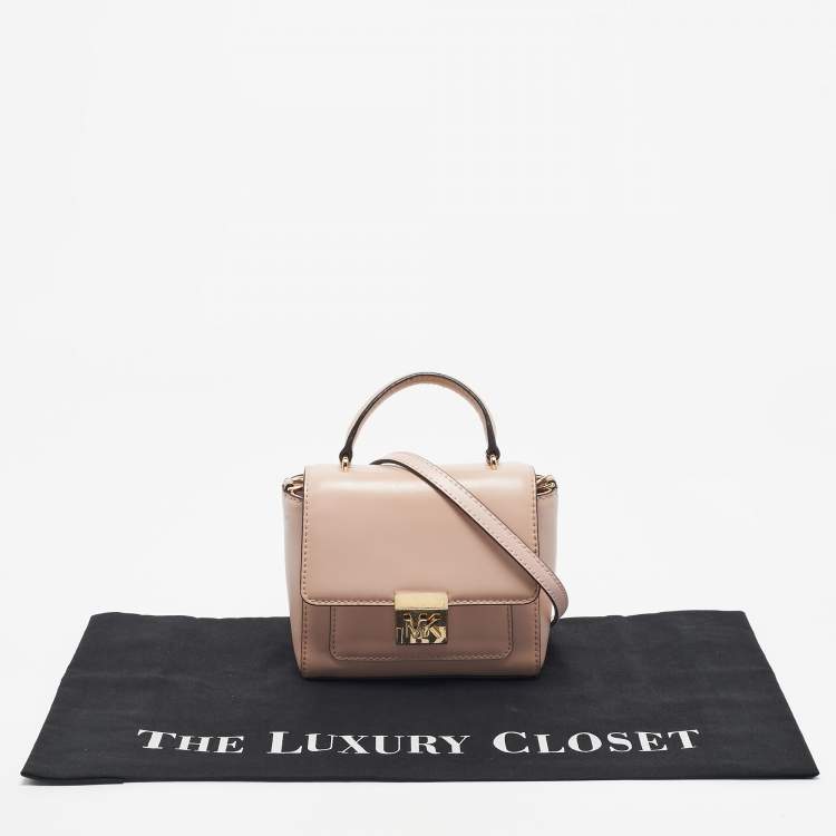 Pre Owned Michael Kors Pink Leather Mindy Top Handle Bag