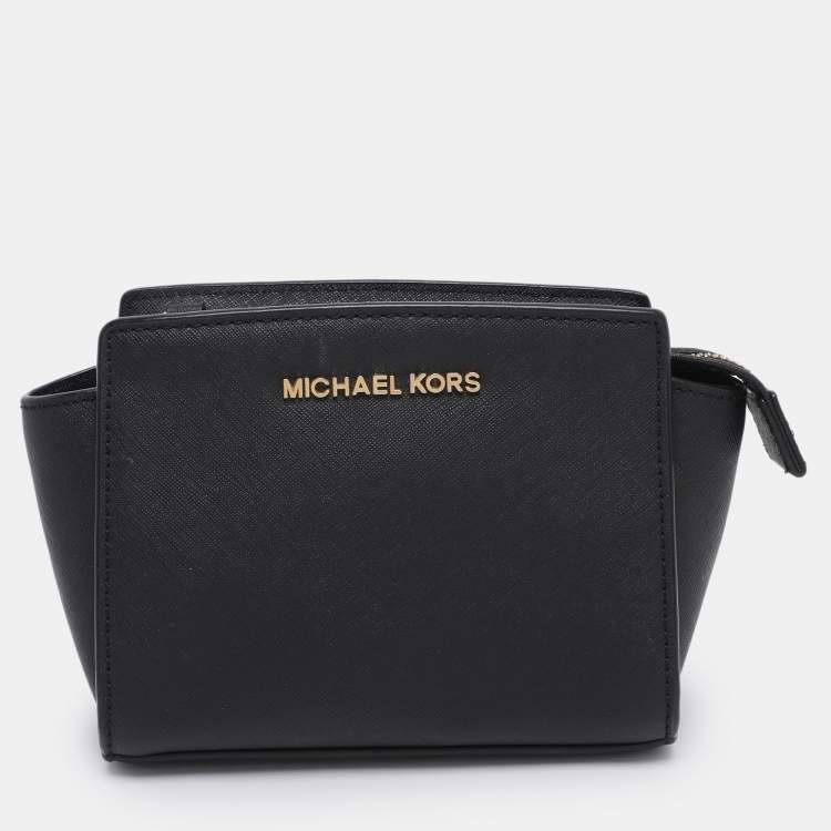 Pre Owned Michael Kors Black Leather Mini Selma Crossbody Bag