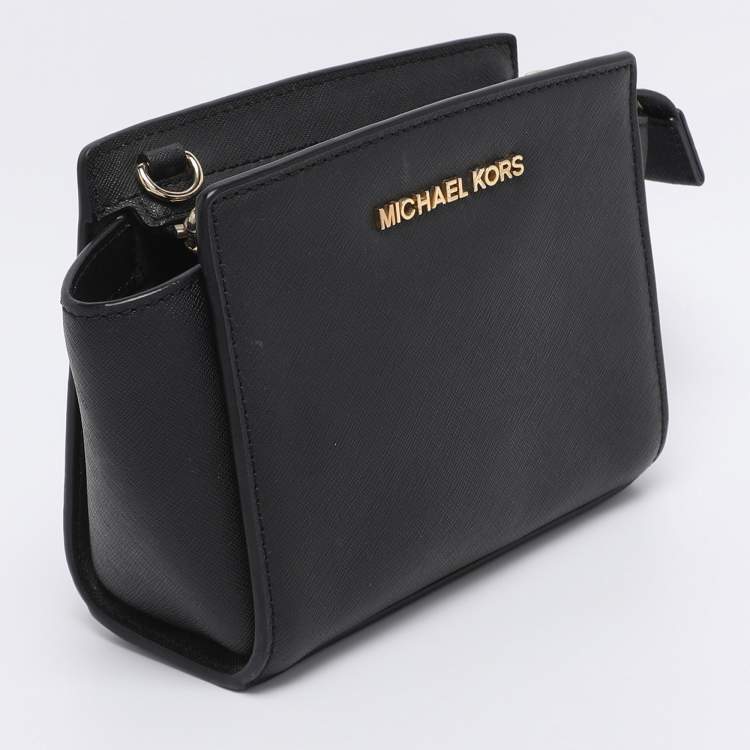 Pre Owned Michael Kors Black Leather Mini Selma Crossbody Bag