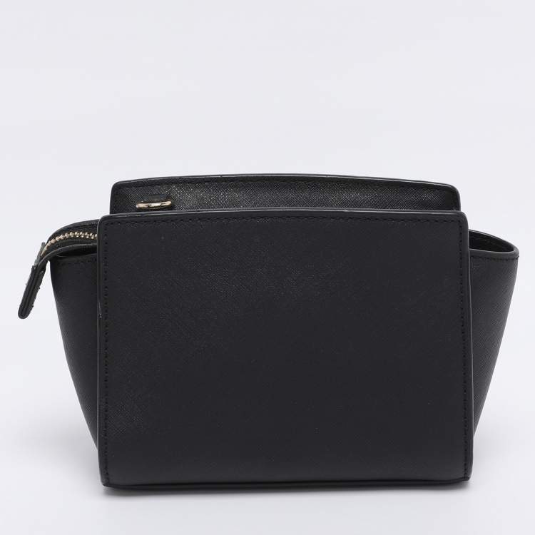Pre Owned Michael Kors Black Leather Mini Selma Crossbody Bag