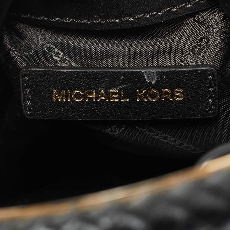 Pre Owned Michael Kors Black Leather Small Rosie Ring Bucket Bag  