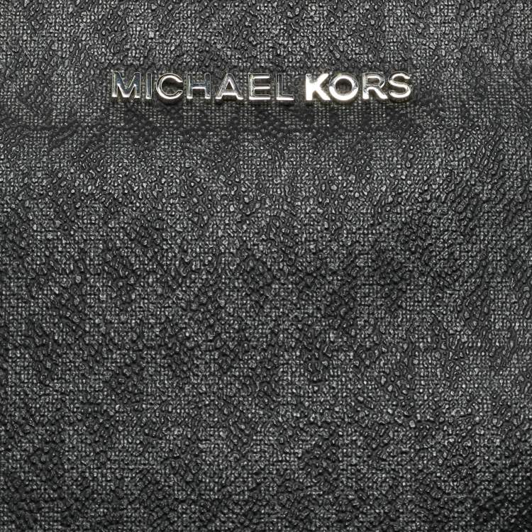 Pre Owned Michael Kors Black/Grey Signature Coated Canvas Large Messenger Bag
