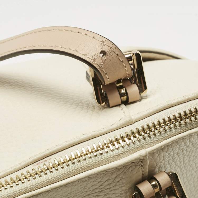 Pre Owned MICHAEL Michael Kors Off White/Beige Leather Jet Set East West Tote