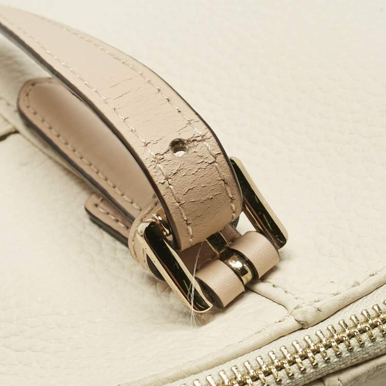 Pre Owned MICHAEL Michael Kors Off White/Beige Leather Jet Set East West Tote